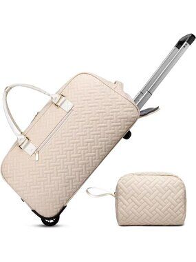 Travel Duffle Bag with Shoe Compartment & Wet Pocket, Weekender & Gym Bag, Beige